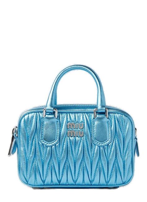 miu miu matelasse tote bag blue